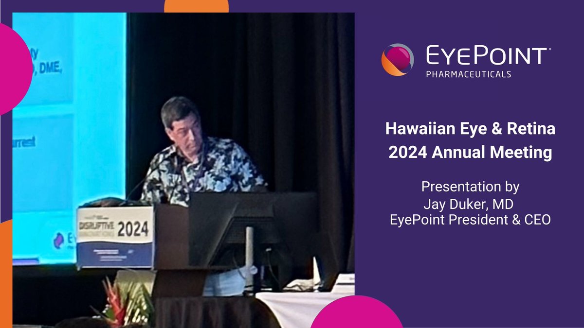 EyePointPharma's tweet photo. That’s a wrap! Our $EYPT team is heading home after attending this year’s Hawaiian Eye &amp; Retina annual meeting where our President &amp; CEO Jay Duker, MD presented the latest updates on our innovative #RetinaPipeline. #DAVIO #PAVIA https://t.co/Z88TraegGc