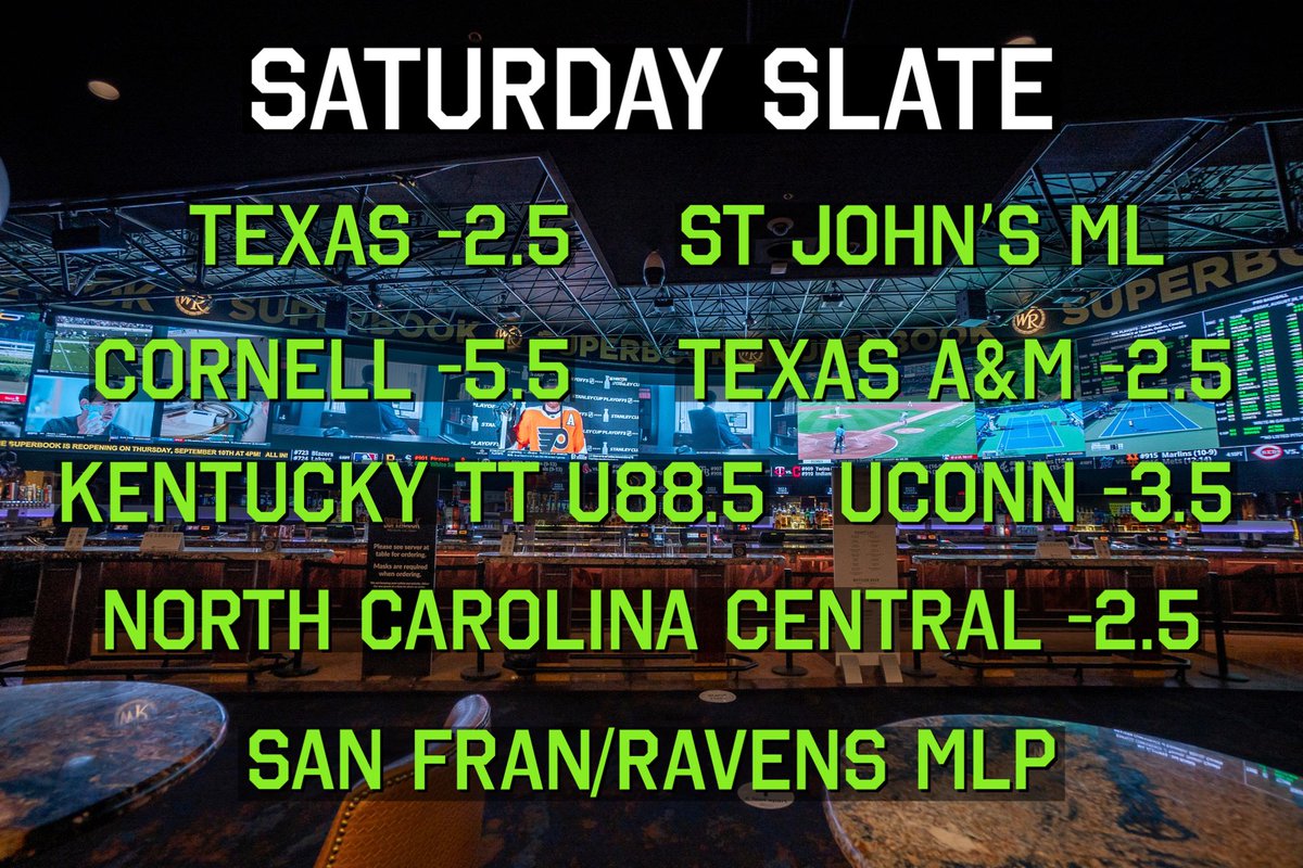 🟢SATURDAY CARD🟢

• 7 CBB (Two already posted)
• 1 NFL Parlay

🚨Saturday Special: we will DM 1 person that retweets this post with $100 if it sweeps🚨

#HammerLockPicks