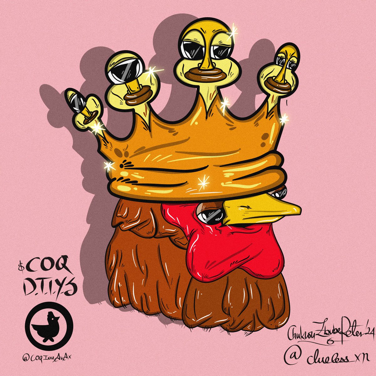 GM GM family… happy weekend.. 
it’s about time.. my submission for the @CoqInuAvax contest hope y’all like it.. 

$COQ
#CoqArtInu 
#alwAyzCLUELESS