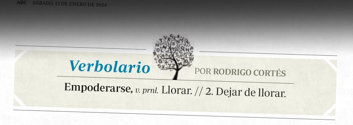 Verbolario's tweet photo. «Empoderarse»; 13/ene/2023: voz n° MMMLXXII @rodrigocortes https://t.co/kAdPXy951X