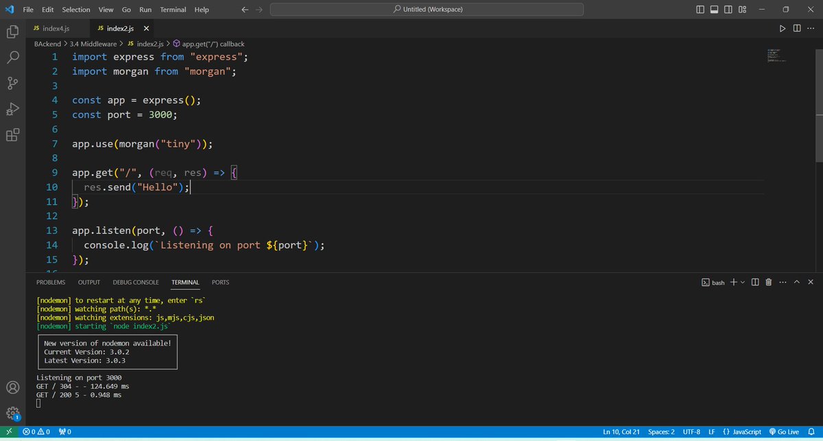 AWebwiz43143's tweet image. #100DaysOfCode #webdevelopment #challenge 
Day 14 :  
Express.js with Node.js 
Intro to Middleware 
Custom Middleware
DIY Middleware
Logging Request
Project: Band Name Generator:
 #codinglife #CodingJourney #coding #technology #javascript #typescript #mongodb

@udemy

@yu_angela