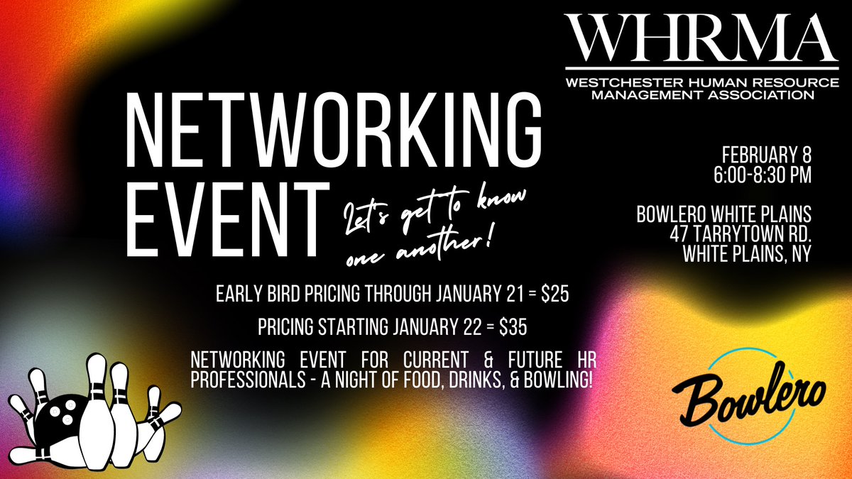 Networking event for local business and HR professionals in #WestchesterCounty -- Join Westchester Human Resources Management Association at the next networking event on February 8, 2024 in White Plains, NY. 
whrma.org/meetinginfo.ph… 

#networking #HRevent #networkingevent