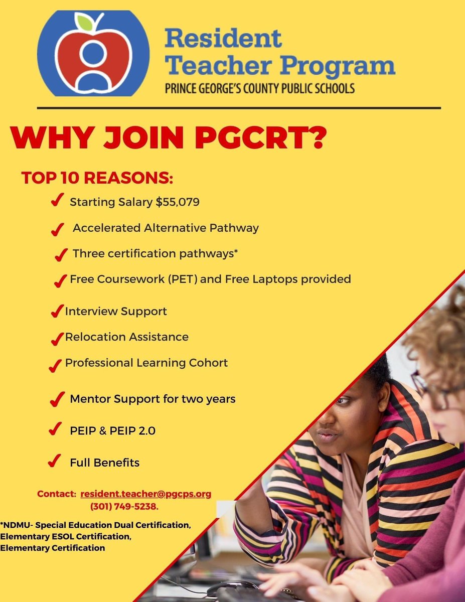 OODpgcps's tweet photo. 📣Do you want to impact the future? Do you have a degree in a field other than teaching? @pgcps would love to have you as a part of our family!  Help us make a difference in the life of our young people. @DrLaChonWinston @CoachKHolden14 #PGCPSProud https://t.co/x8R6wvJmC1