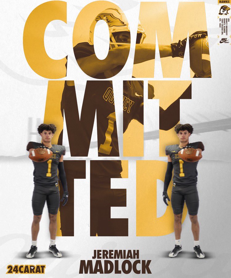 Jeremiah Madlock (@j_madlock4) on Twitter photo After talking to my family and coaches I’ve decided to Commit to Quincy University! I’d like to thank all the coaches that have helped me throughout my football career… onto the next chapter! <a href="/TheCoach_Buddha/">Aaron Lawrence</a> <a href="/CityHighFB/">City High Football</a> <a href="/mooremt09/">Mitchell Moore</a> After talking to my family and coaches I’ve decided to Commit to Quincy University! I’d like to thank all the coaches that have helped me throughout my football career… onto the next chapter! <a href="/TheCoach_Buddha/">Aaron Lawrence</a> <a href="/CityHighFB/">City High Football</a> <a href="/mooremt09/">Mitchell Moore</a>