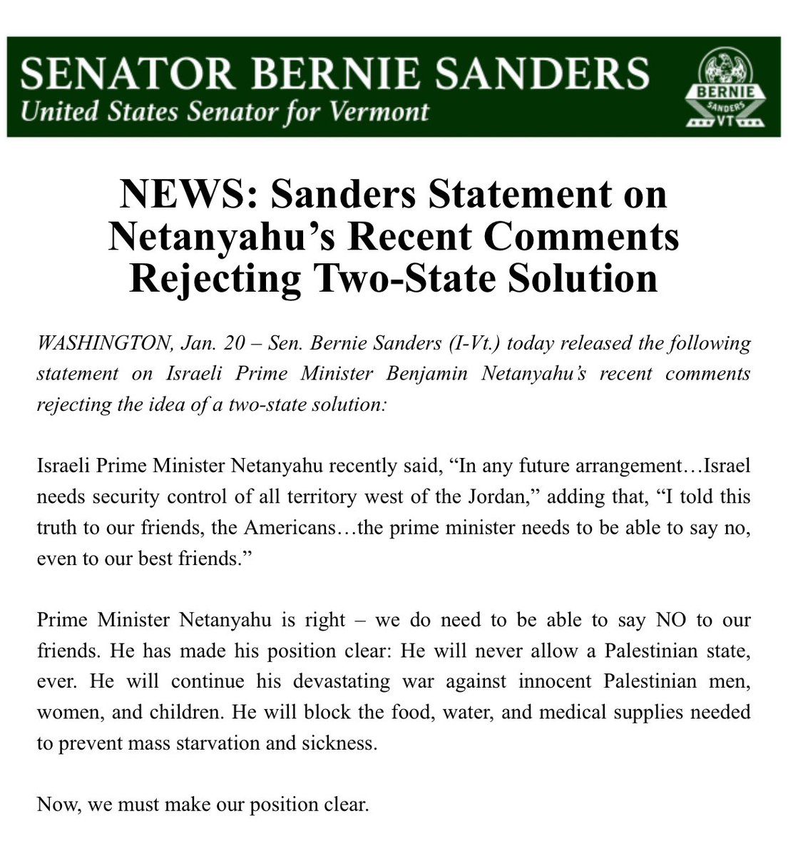 Sen. Bernie Sanders tweet media