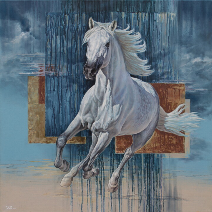 🎨White Horse, Painting by Sergey Kuzmin