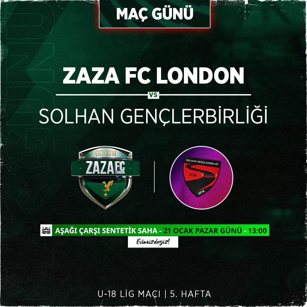 U-18 Maça Doğru ⏹

🆚 Rakip: Solhan Gençlerbirliği
📅 Tarih: 21 Ocak Pazar - 🕖13:00
🏟  Aşağı Çarşı Sentetik Saha
🏆 U-18 Lig Maçı

@omer_barac_z @aziz_byrm12 @veyselbeltekin1 @zaza_fc_london @zaza_fc_bingol @12bingolspor @zzsportstr @cevatbaracc @bingolamatorgazetesi
