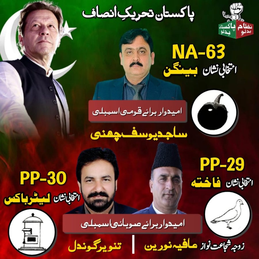 PtiOfficialGjrt's tweet photo. Gujrat-II 

NA-63
Candidate: Ch Sajid Yousaf 
Symbol: Bhaingun 

PP-29
Candidate: Afia Noreen
Symbol: Fakhta 

PP-30
Candidate: Tanvir Ahmed Gondal
Symbol: Letter Box 

#NA63 #PP29 #PP30 #Gujrat https://t.co/cHRIXmj8bQ