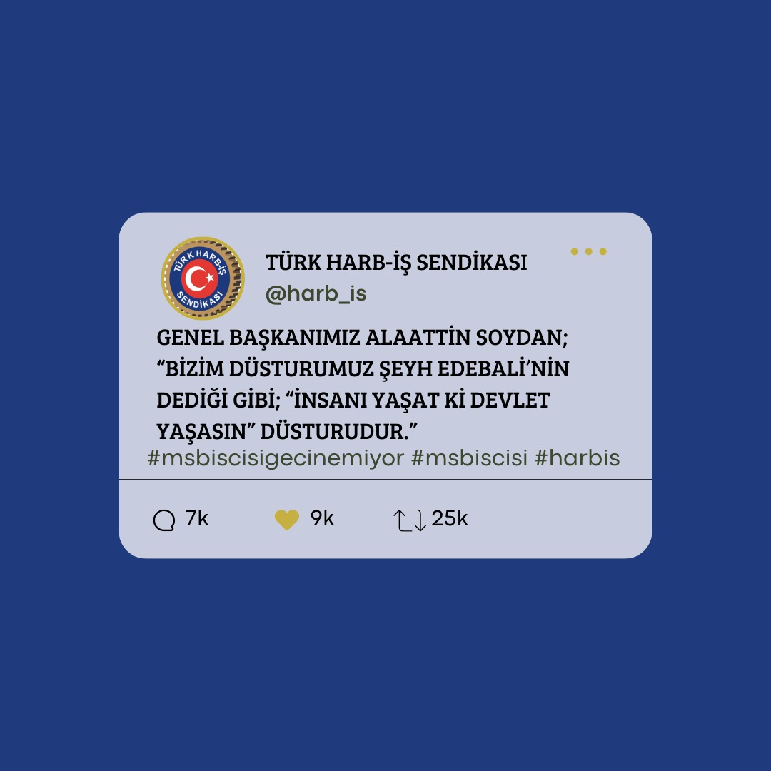 harb_is's tweet photo. Genel Başkanımız @soydan_alaattin; “Bizim düsturumuz Şeyh Edebali’nin dediği gibi; “İnsanı yaşat ki devlet yaşasın” düsturudur.”
#msbiscisigecinemiyor
@RTErdogan
@tcbestepe
@tcsavunma
@csgbakanligi https://t.co/edB5KSozjM