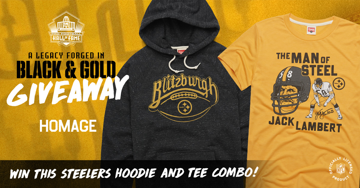 🚨CONTEST🚨 

Which 3 NFL teams do the <a href="/steelers/">Pittsburgh Steelers</a> have the most all-time wins against?

1. RT
2. Follow <a href="/ProFootballHOF/">Pro Football Hall of Fame</a> &amp; <a href="/HOMAGE/">HOMAGE</a>
3. Reply with the answer

One person who answers right will win this Steelers hoodie/T-shirt combo, courtesy of Homage!

Rules: profootballhof.me/3u9SpH8