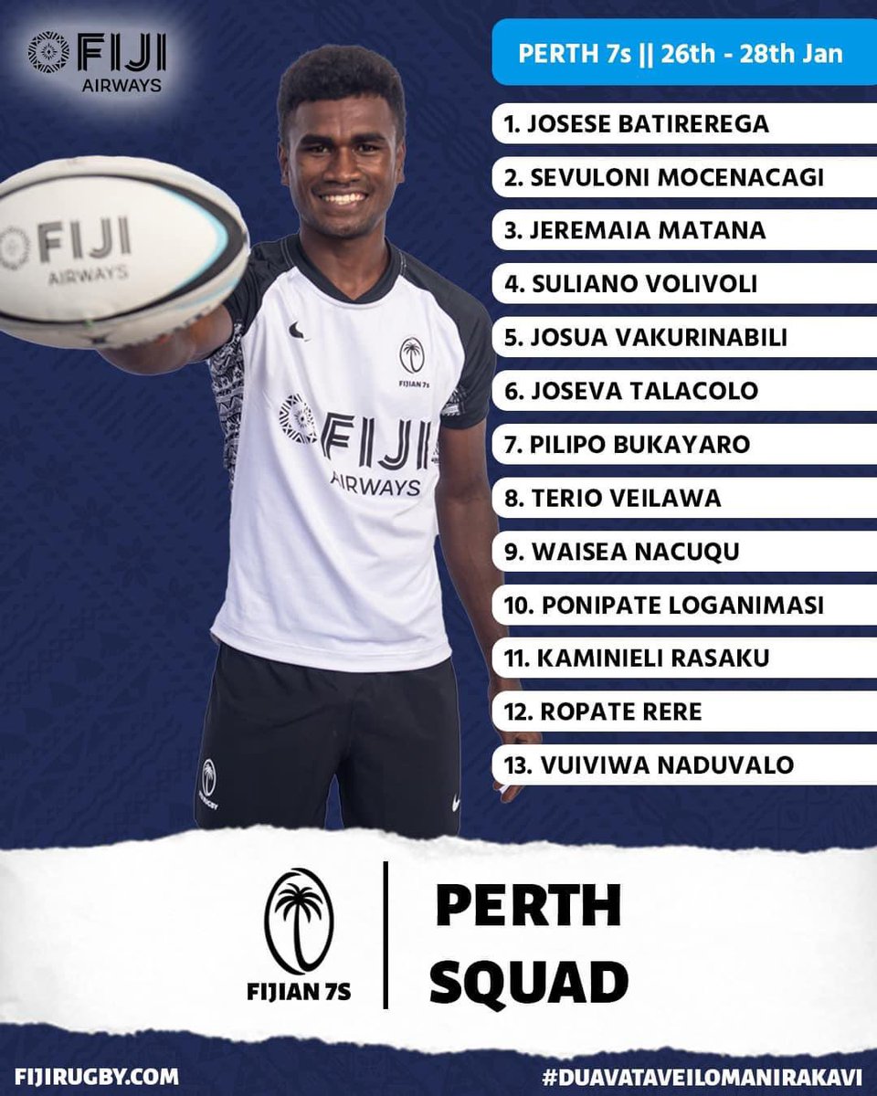 Fiji’s finest ready to conquer Perth 7s 🇫🇯 One debutant and two returning players 🏉 #duavataveilomanirakavi #RoadtoParis Fiji Airways