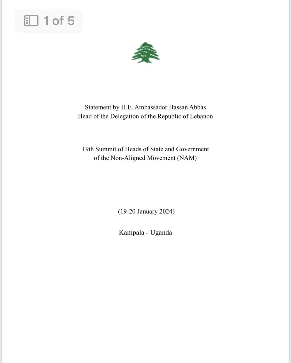 I delivered #Lebanon’s statement today at the 19th Non-Aligned Movement 
 Summit in Kampala, addressing the murderous Israeli war of aggression on #Gaza… #NAMSummit2024 #Palestine 1/2