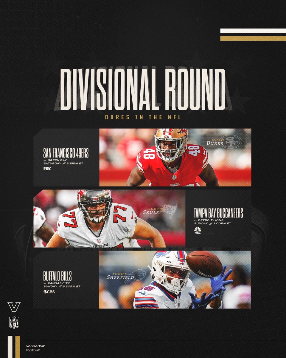 Good luck to our Dores in this weekend's Divisional Round of the @NFL Playoffs!
