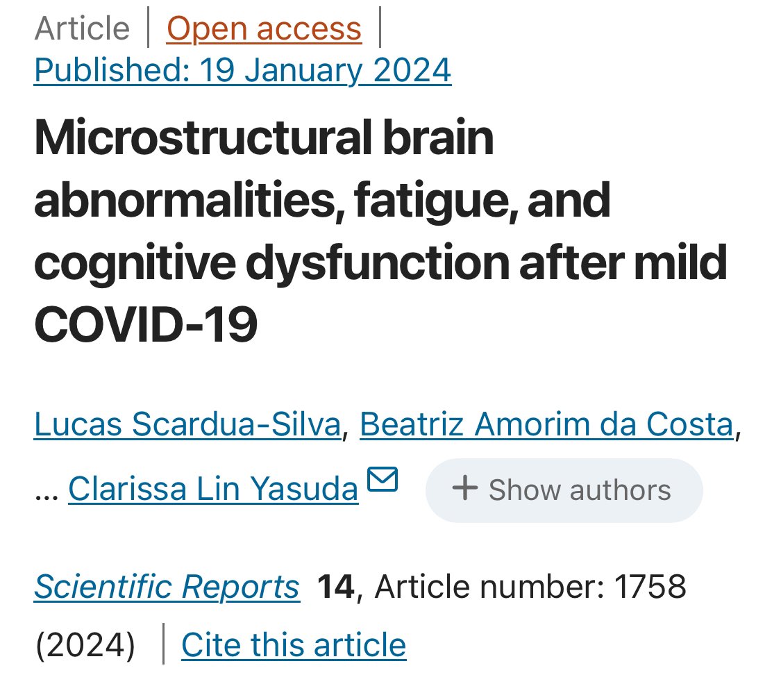 drseanmullen's tweet photo. Study after study after study…Brain damage from Covid.

“Our results suggest persistent cognitive impairment and subtle white matter abnormalities in individuals mildly infected without anxiety or depression symptoms.”

I’ve been saying this for years.

Response? 🦗🦗🦗

Source: 
https://t.co/C0zRDDNrkJ
