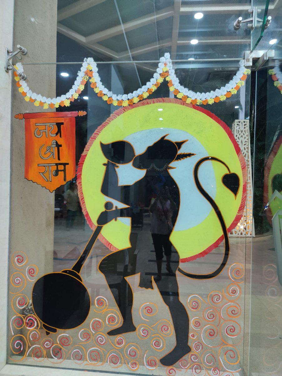 saswats's tweet photo. Amazing art work being created by my wife and her friends to celebrate #PranPratishthaRamMandir . She turned entire lobby of  our building in Nahar Amrit Shakti into an impressive art gallery! 

#JaiShreeRam #AyodhaRamMandir #powai @narendramodi @mieknathshinde   @Mi_DilipLande https://t.co/DqWYEMwFck