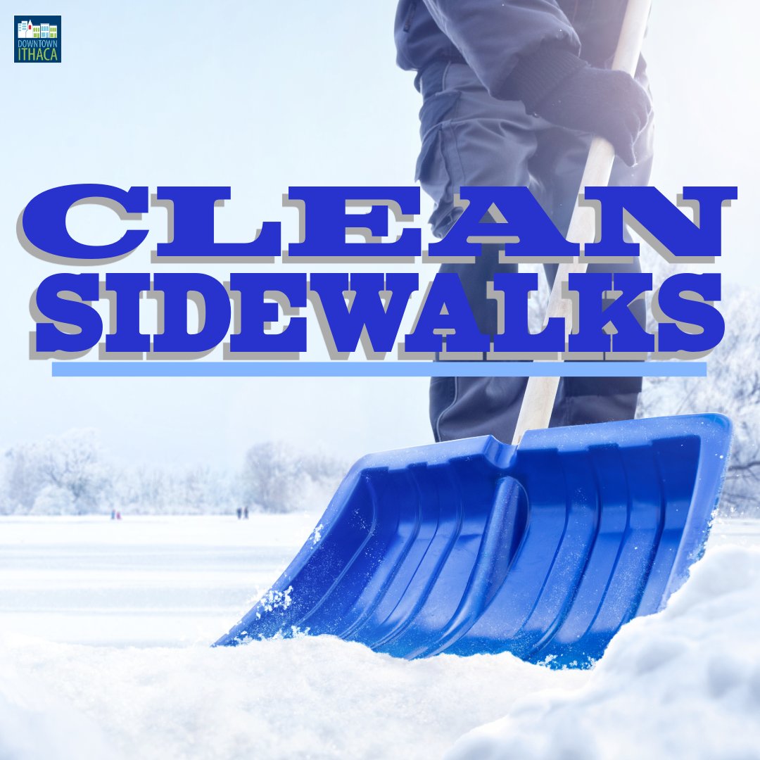 Keep Downtown Ithaca sidewalks clear of snow and ice! Shop owners and residents, please shovel snow promptly and use pet-safe salt when needed. Let's ensure safe and accessible pathways for everyone. Thank you!
