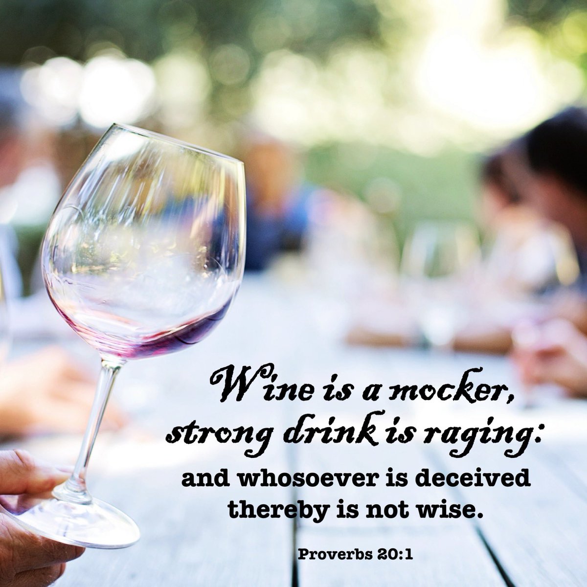 JoeShakour's tweet photo. Proverbs 20:1 “Wine 🍷is a mocker, strong drink 🥃 is raging: and whosoever is deceived thereby is not wise.”

God says social use is misuse. A mark of wisdom is what someone does with alcohol. At best, it’s warned against and not wise. At worst, it’s what will make a fool out of you and destroy your life. 

It’s not just the abundance but the actual substance warned about. Wine itself is a mocker. Strong drink in itself is raging! The wine of today didn’t exist in Bible times. Wine was always served mingled and would affect the bladder before the brain. That’s why people were warned not to look upon it when it was red (strength of mingling.) What’s available today and consumed recreationally is a dangerous drug that should be avoided even more than what is warned about here. You may take a drink but be aware that a drink may take you. 

Adrian Rogers wisely stated that, “Moderation is not the cure for the liquor problem. Moderation is the cause of the liquor problem. Becoming an alcoholic does not begin with the last drink, it always begins with the first. Just leave it alone.” 

The answer is to be filled with the Spirit! Billy Kelly would say that his former alcoholic father didn’t stop drinking—he just changed fountains! 🙌🏼

#Proverbs20 #DailyProverbs
