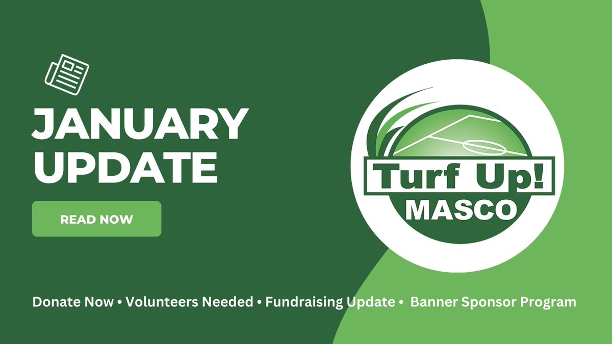 We've been working behind the scenes to move the Turf Up project forward, but now we need your help.  We are seeking additional volunteers and booster group representation.  We've made great progress with fundraising but need to increase participation.  turfupmasco.org/turf-up-januar…