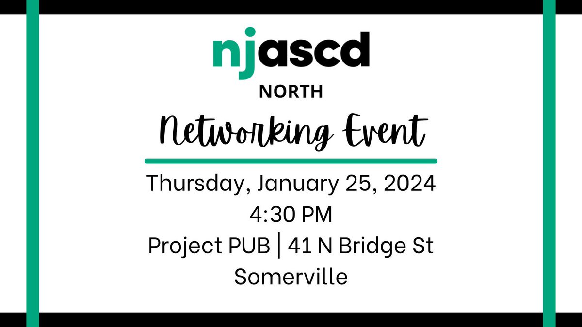 We appreciate all those who participated in the NJASCD North Aspiring Educational Leader Workshop! Continue the conversation and join us this week for our next networking event! All are welcome to attend!