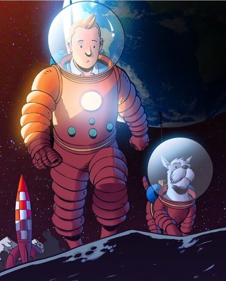 Space #Tintin
Et Milou !
De #BrunoFurlani 

#bd #bandedessinee #comics #fumetti #tintinart #fanart #tintinetmilou