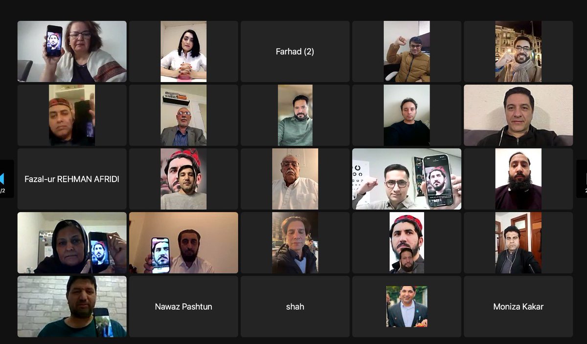 ptm_usa's tweet photo. The PTM Central Steering Committee held a comprehensive meeting with PTM - United States and PTM - Europe. 
They discussed a future global activism plan for the abrupt release of Manzoor Ahmad Pashtun and to raise awareness within the international community regarding the unlawful arrest of Manzoor Pashtun and the ongoing atrocities against Pashtuns by the Punjabi state - Pakistan.

#FreeManzoorPashteen