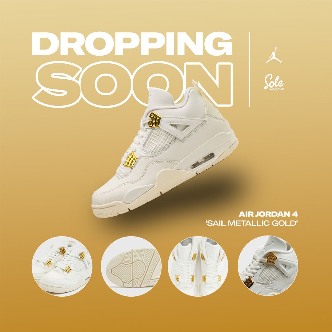 2024 is the year of the Air Jordan 4! 🏆 Set your reminder for the Air Jordan 4 Sail Metallic Gold here... Link > thesolesupplier.onelink.me/BPkz/ahyig7c4