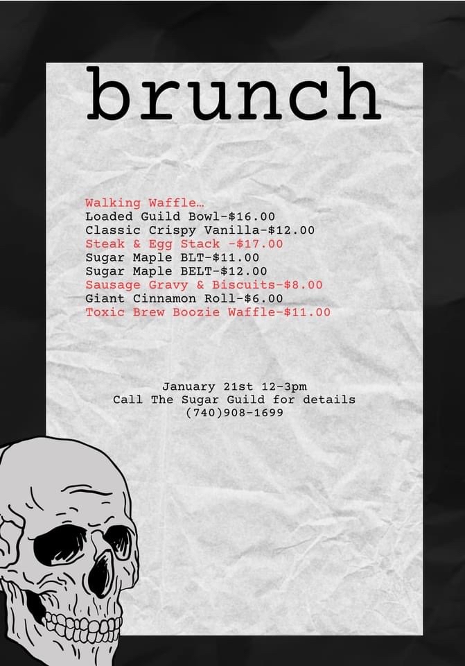 ToxicBrewCo1's tweet photo. @thesugarguild and Toxic teamed up to bring ya their epic tastiness right in our taproom tomorrow starting at noon! Swipe to peruse the menu and we'll see ya tomorrow 🍻☠️🧇 https://t.co/pREMyYnaIM