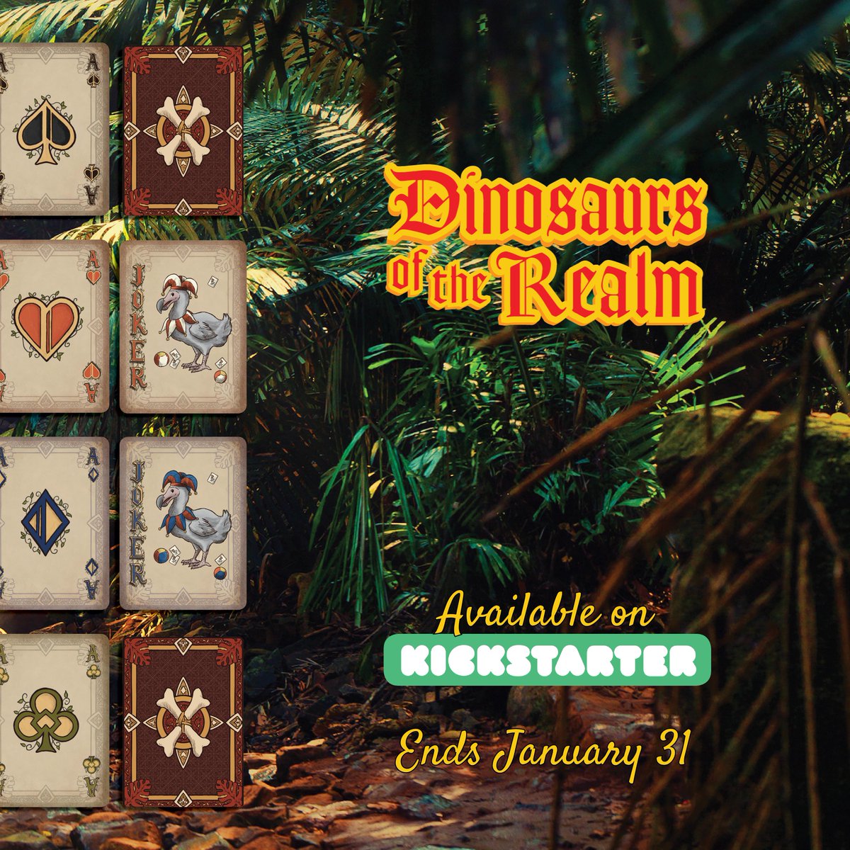 PrintNinja's tweet photo. Dinosaurs of the Realm - Unique Playing Cards - Available now on Kickstarter!
https://t.co/FgwRUyOm9E
#kicksarter #playingcards #dinosaurs https://t.co/FpDjSR6Qgw