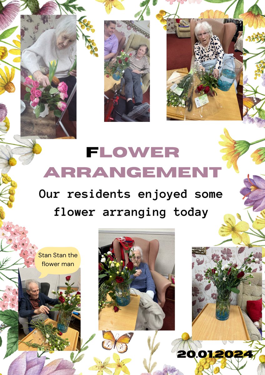 Our residents at Crosby House had a lovely morning putting together some beautiful flower arrangements & we all really enjoyed this artistic activity! #designing  #flowerarrangements #artistry #ncctuk