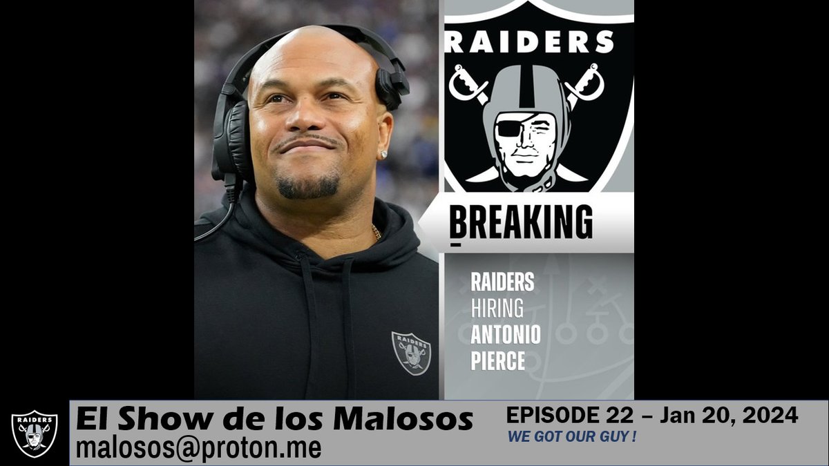 Episode 22 - We got our guy !

Finally the announcement we were all waiting on: Antonio Pierce named Head Coach of the Las Vegas Raiders ! #Raiders #AntonioPierce #LV #LasVegas 

youtube.com/watch?v=XvH1Jb…