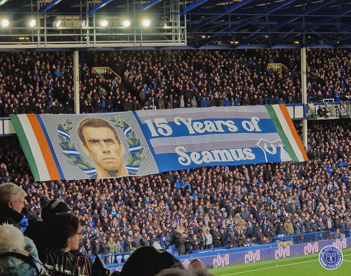 Our new banner celebrating Seamus Coleman's 15 years at the football club. On display in the Gwladys Street before last weekend's match.