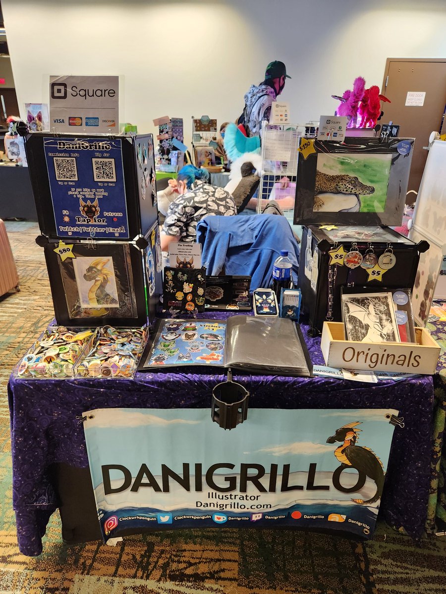 DaniGrilloart's tweet photo. Day 2 of ANE !
Pin trading board has some new stuff !
I still have a watercolor commission slot available!
#ane #anthronewengland #art #artistalley #myart #danigrillo #ane2024 #AnthroNewEngland2024 https://t.co/i9RO2Swmbe