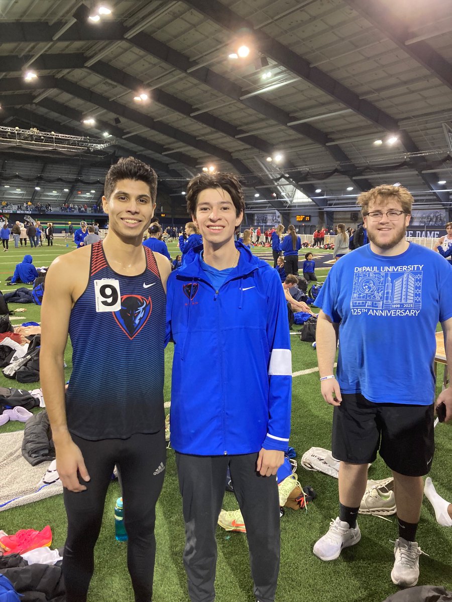 Big PR’s for the <a href="/DePaulXCTF/">DePaul XC/TF</a> milers to start the day at Notre Dame: Nina Amicon 4:48.72, Damian Rodriguez 4:06.15, and Mike Ronzone 4:09.17! Nina moves to #3 All-Time, Damian 2nd!  Not to be outdone
<a href="/TommyGoggin/">Tommy G</a> was first to the bus today.