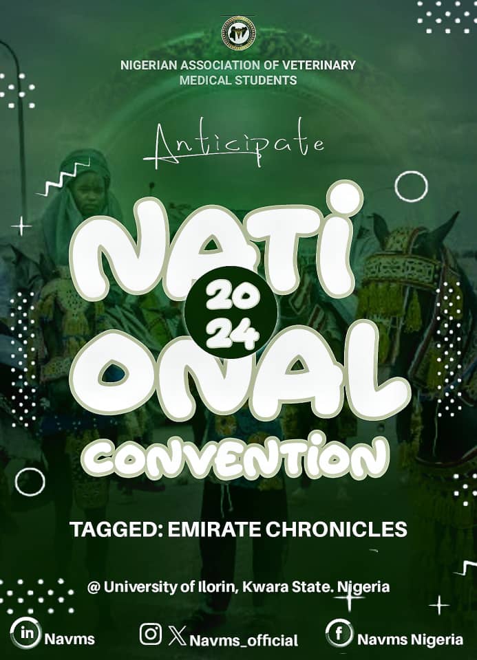 navms_official's tweet photo. Get ready for an incredible convention experience at the University of Ilorin! 📝🎓😎
The Navms Convention is the event of the year for veterinary medicine students. Join us for a week of learning, networking, and fun. With lectures from top experts, field trips, https://t.co/XDHKIGI4DR