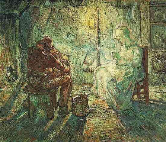 Vincent en. Van. Gogh. 1853-1890 Postimpresionismo Tarde: The Watch (después de Millet) Óleo sobre lienzo 74,5 x 93,5 cm. Saint-Rémy: finales de octubre de 1889 Ámsterdam: Museo Van Gogh