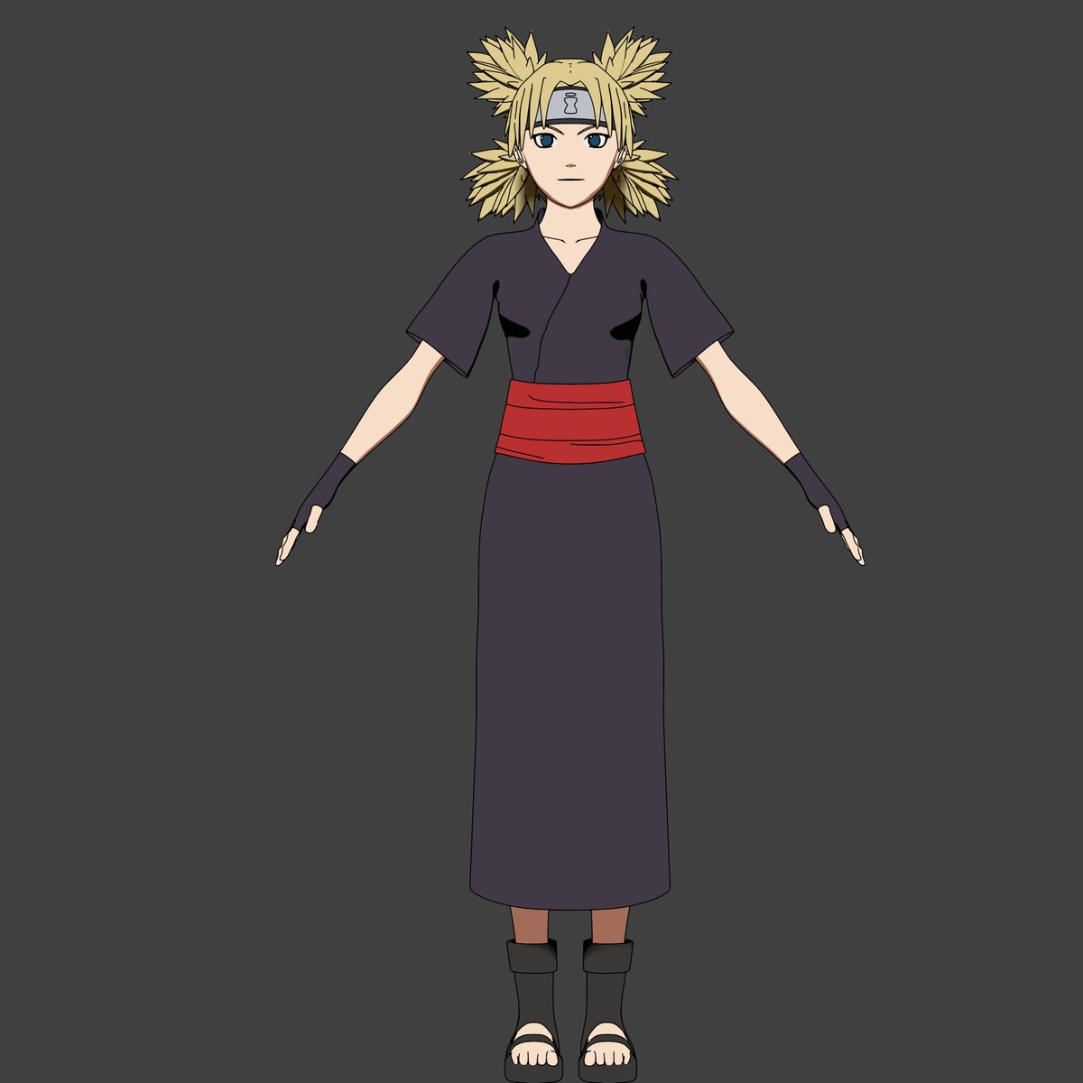 GuriGuriCG's tweet image. テマリ途中経過
#Blender
#テマリ
#NARUT