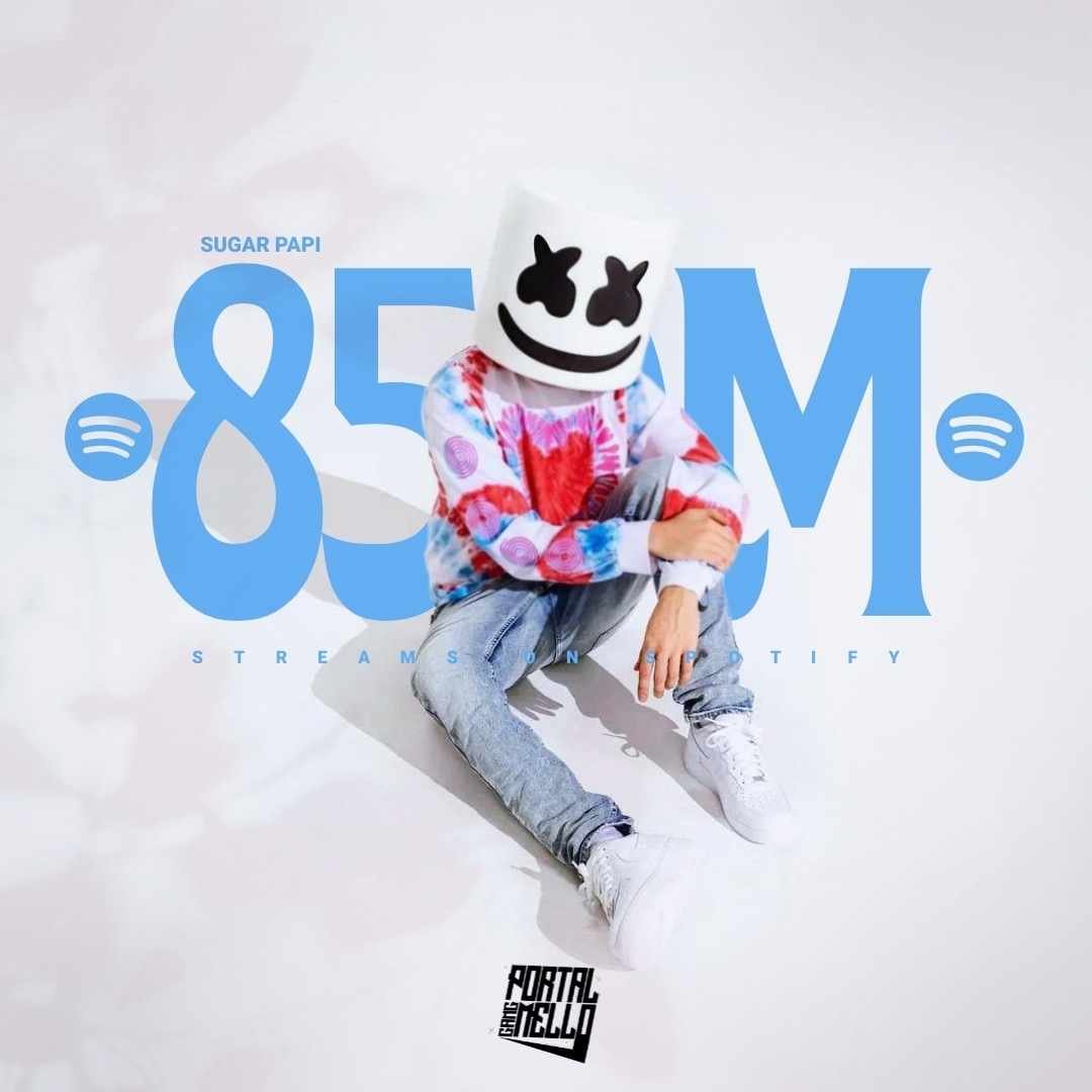 portalmellogang's tweet photo. "#SugarPapi", @Marshmello's new album, surpassed 850 MILLION streams on Spotify. https://t.co/DEO4xnx8u4