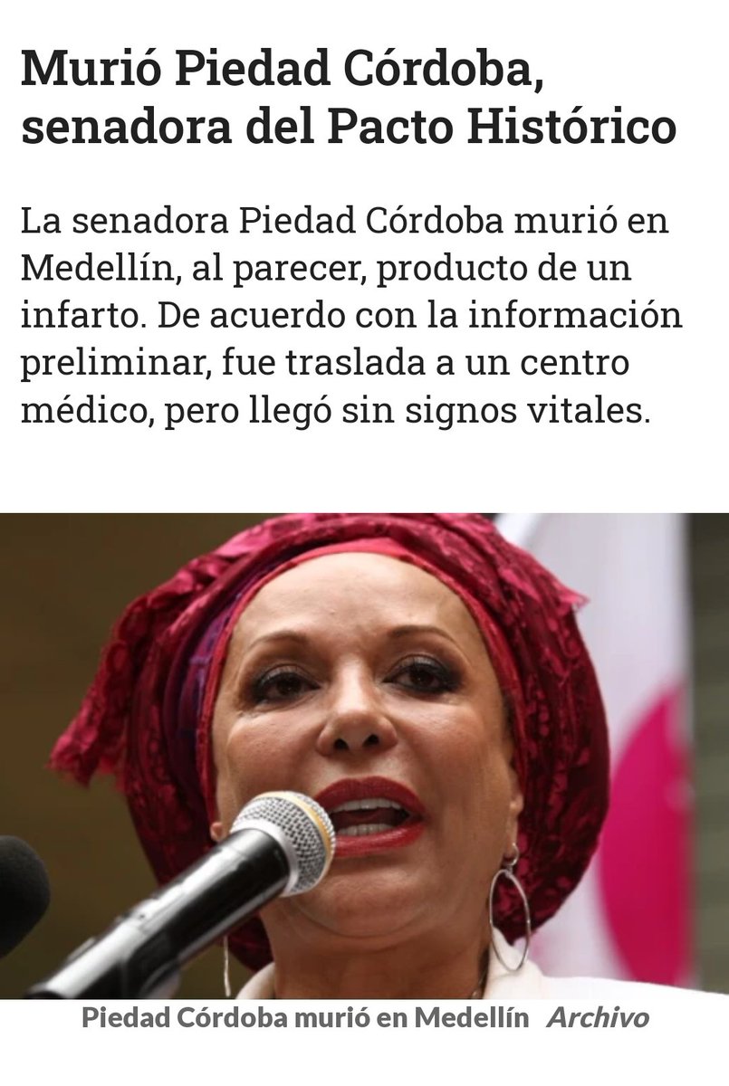 EnriqueSantiago's tweet photo. Nos dejó una mujer valiente, nuestra compatriota Piedad Córdoba. 
Infatigable luchadora por Colombia, por la paz y por la unidad de la Patria Grande de Bolívar.
Descansa en paz compañera.  Gracias por tanta entrega y sacrificio. https://t.co/HaXgRN0Jx3