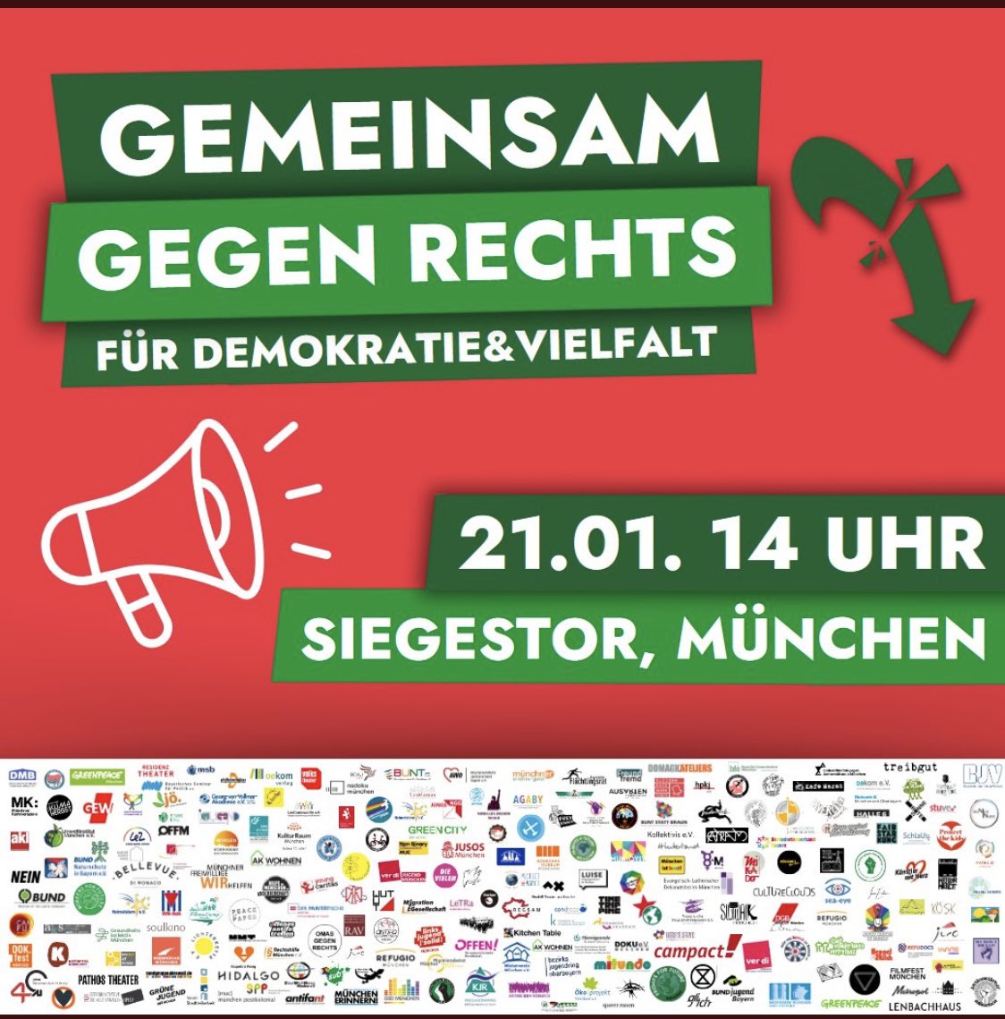 dokhollidays's tweet photo. ‼️Und nochmal der Aufruf an ALLE Münchner:
Kommt bitte morgen um 14 Uhr zur Anti-Faschismus Demo am Siegestor!

Es werden laut Polizei 25.000 Demonstranten erwartet.
Lasst uns das toppen!

200 Firmen und Gruppen unterstützen diese Veranstaltung!
Mehr zum Ablauf unten im Artikel!
#WirSindDieBrandmauer 
#WirsindDeutschland 
#niewiederfaschismus 
#niewiederistjetzt 
#AfDsindFaschisten 
#wirsindmehr 
@FridayForFuture 

https://t.co/6hYmD3Xf6I
