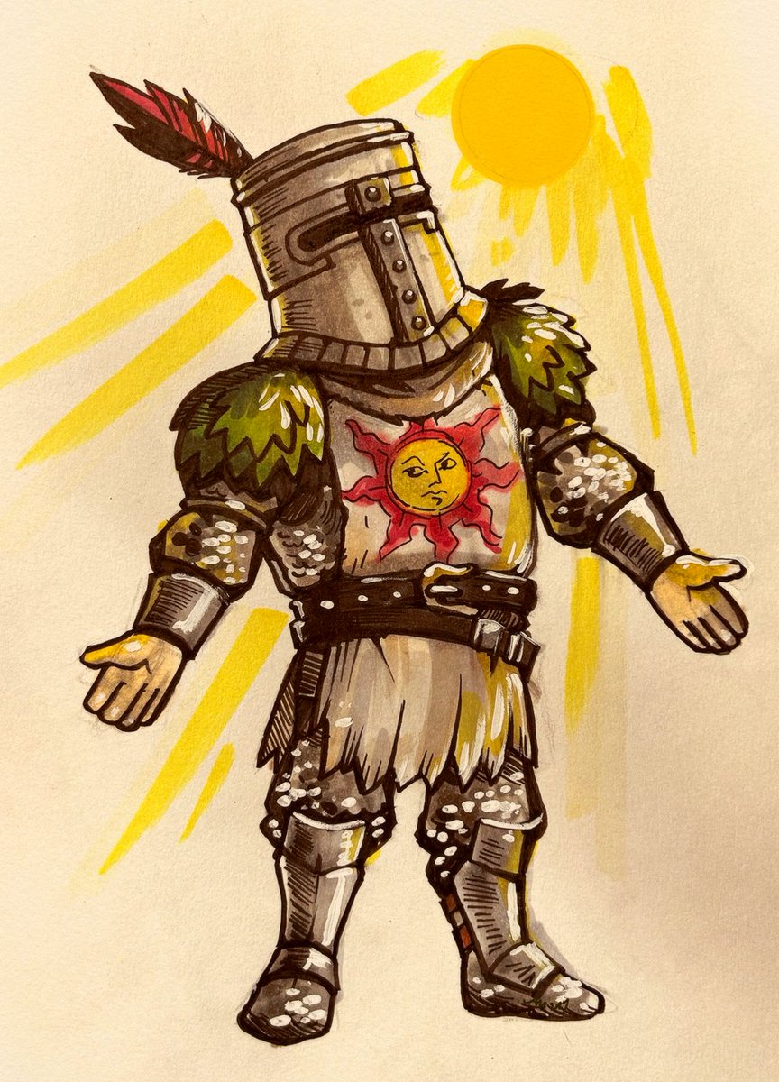 Lil scribble of Solaire of Astora ☀️ trying my best to break the creative block