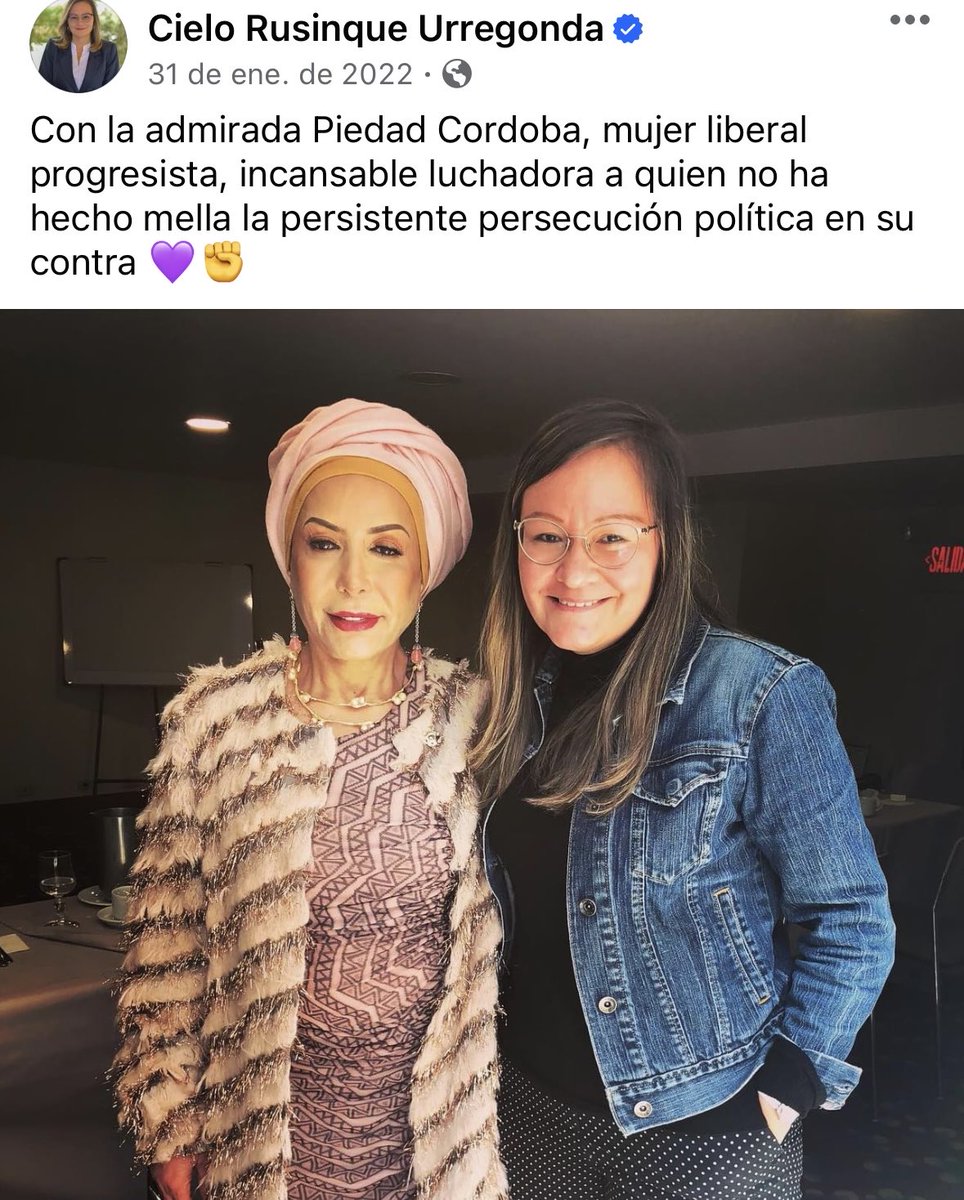 cielo_rusinque's tweet photo. Hoy reitero mis sentimientos de admiración y reconocimiento por toda una vida de lucha. Paz en la tumba de la Senadora Piedad Cordoba y mi solidaridad con su familia y amigos más cercanos en este triste momento. https://t.co/5CmMNQbRNV