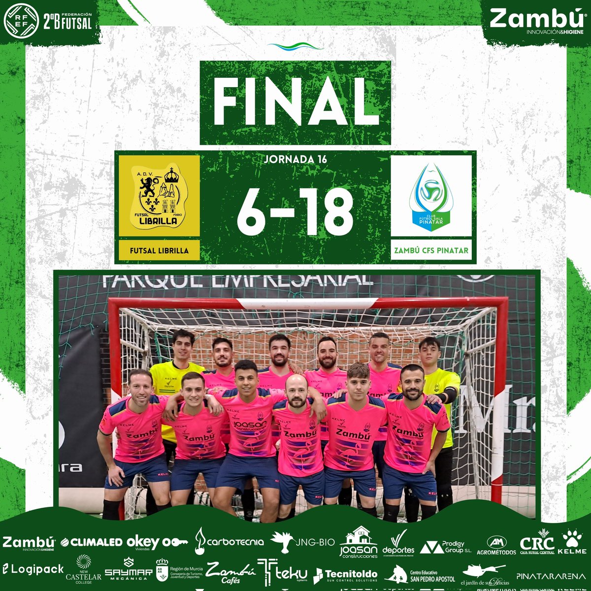 CFS_Pinatar's tweet photo. 🏁✅ FINAL | 6️⃣-1️⃣8️⃣ | ¡VICTORIÓÓÓÓN en Librilla! ¡Otros tres puntos que se vienen para San Pedro del Pinatar! 

🔝Arrancamos la segunda vuelta con triunfo y goleada a domicilio para mantenernos en el liderato. 

#PicoYPala #GoZambú #GoPinatar 💙💚 https://t.co/ARm3wUkg2I