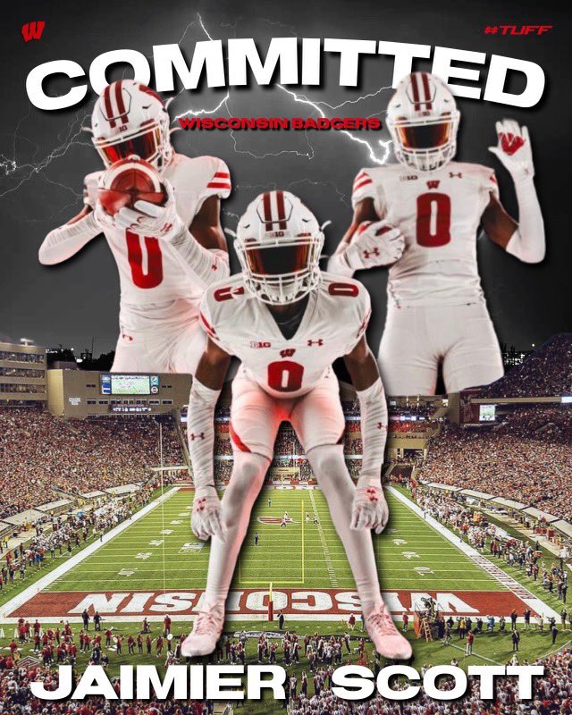Extremely proud of my brother @JaimierScott ! #COMMITTED 🦡 ❤️🤍 #JumpAroundMadTown #OnWisconsin It can happen at Mt. Healthy!! #EARNMORE ! @PatLambert13 @G_Scruggs @CoachJCooper @BadgerFootball @Wi_Recruiting @WisFBRecruiting