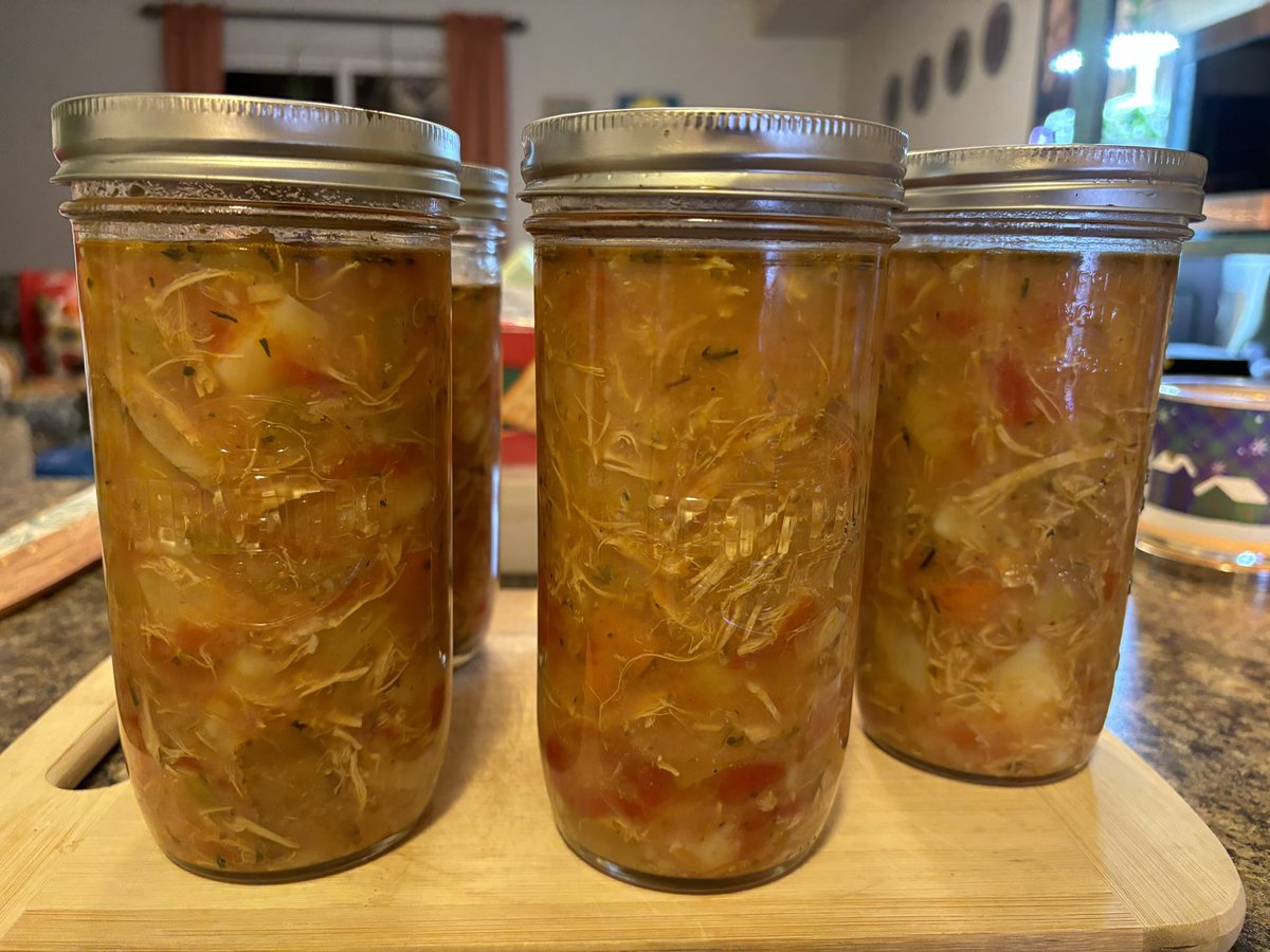 dawn_kimmy_nl's tweet photo. I’m all set for flu season!! I’ve bottled my soup, I rather it bottled than frozen. So the potatoes don’t go gritty and it’s easier to heat up!!
#BerNARdin
#bottlingfood https://t.co/Ic2UZOFm0I