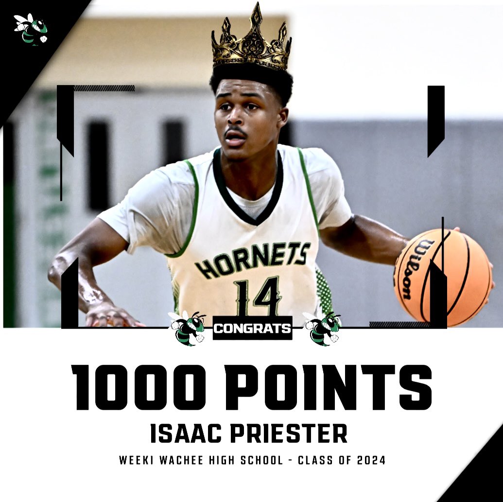 wwhs_bball's tweet image. HISTORY MADE!!!!!! Congrats to the 🐐 Isaac Priester on becoming the first ever 1000 point scorer in Weeki Wachee History!!!!
