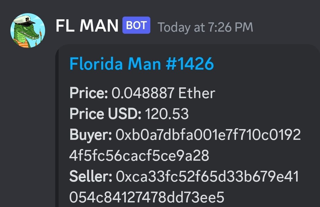 FlmanSales's tweet photo. 🚀  @FLmanNFTs #1426 SOLD FOR .0488 $ETH 📈 

It's #SimpleSaturdays here at  #FloridaMan 

🚨 WHO'S NEXT? 👇 🆓 https://t.co/XiZWSiudjl