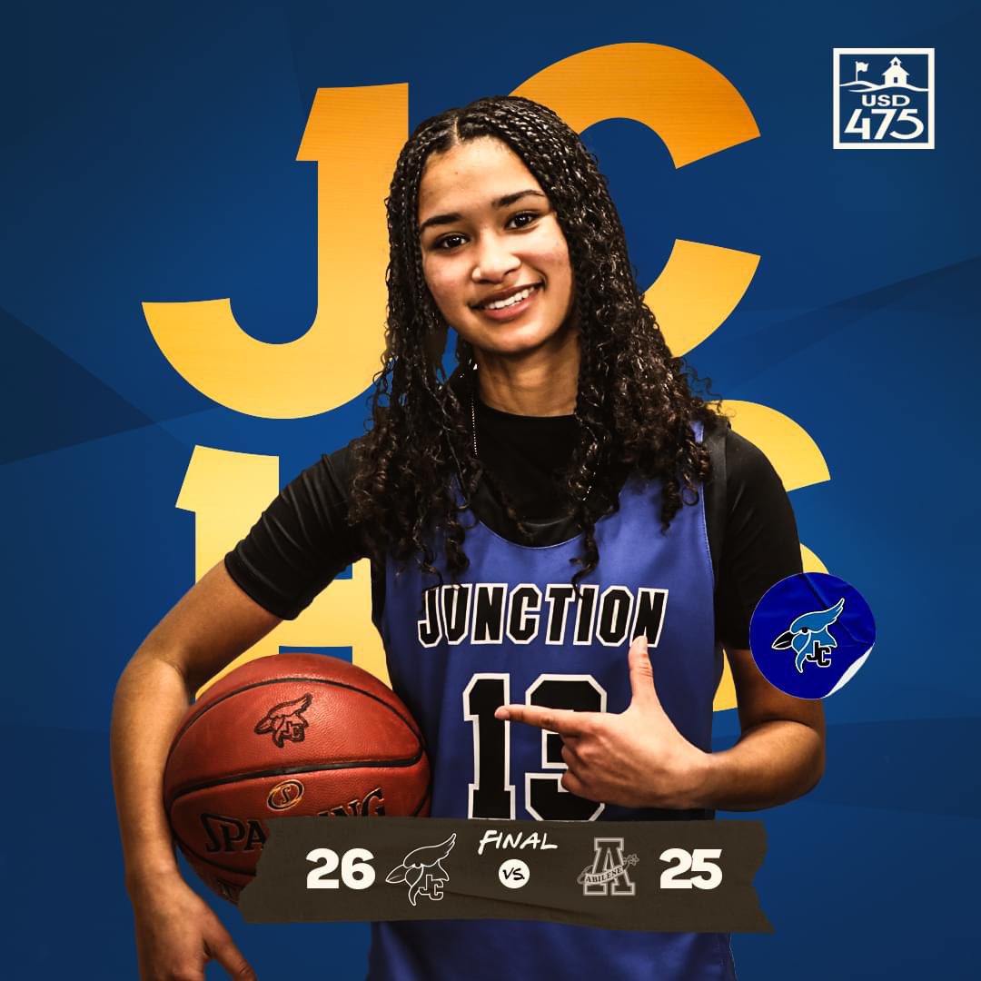 The Junction City High School USD 475 girls 🏀 team claimed a 26-25 victory over Abilene High School on Saturday at the Salina Invitational Basketball Tournament. #ThriveIn475