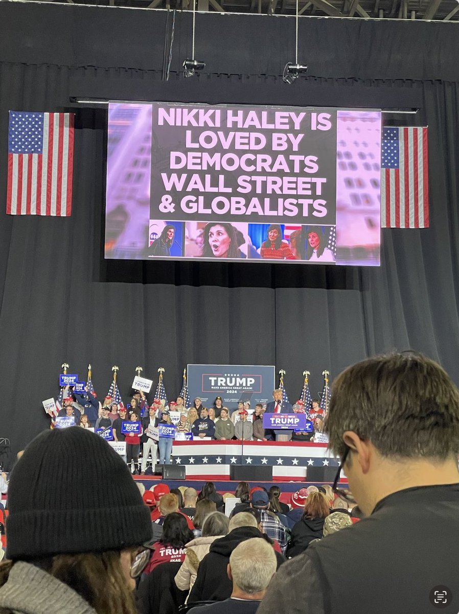 New screens behind Trump tonight attacking Haley