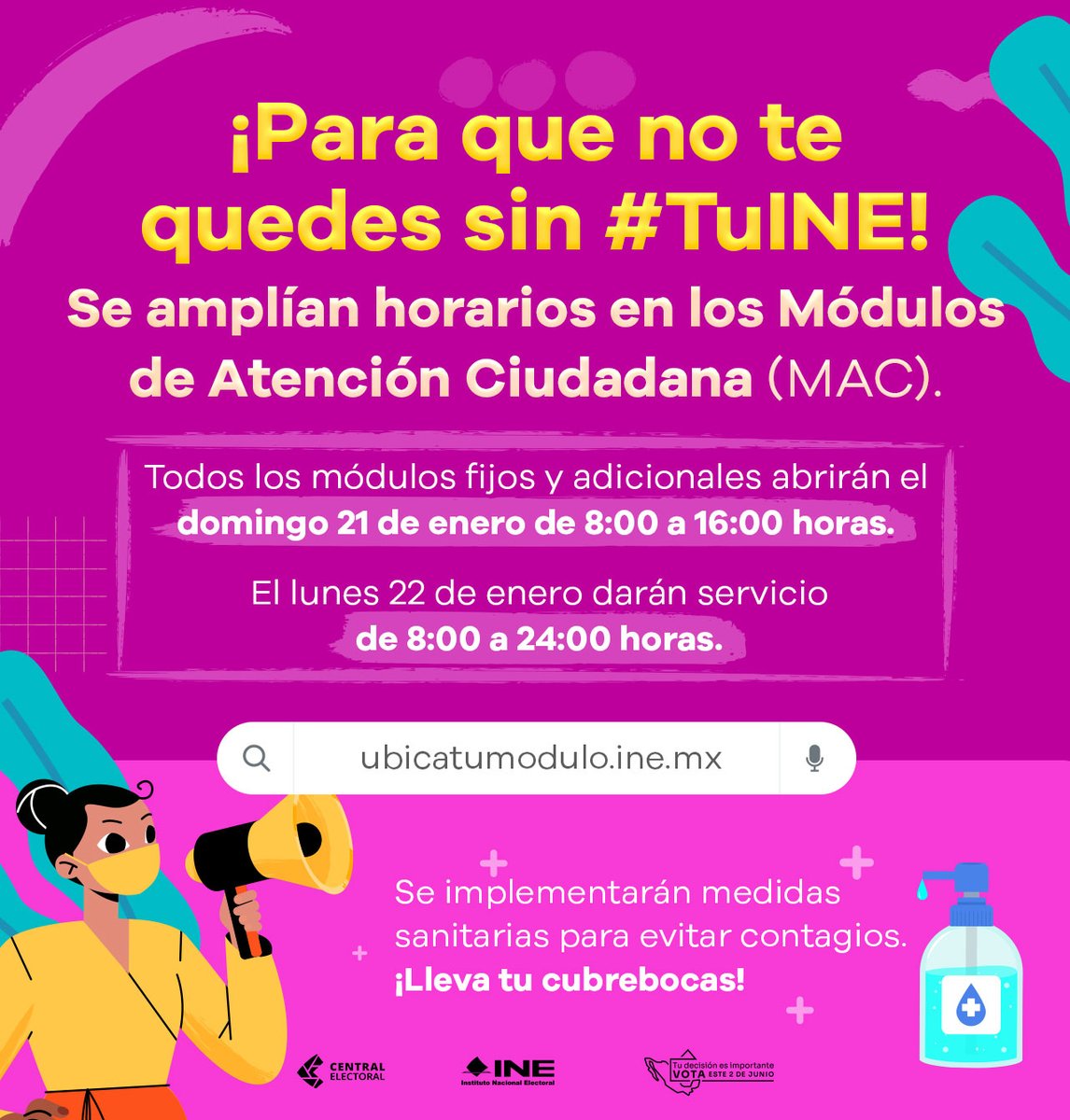 INEMexico's tweet photo. El 22 de enero es la fecha límite para tramitar o actualizar tu #CredencialParaVotar. Por ello, los Módulos de Atención Ciudadana del @INEMexico amplían sus horarios de servicio. 

���¡No te quedes sin #TuINE.
👇🏼https://t.co/eLcXwdw66d https://t.co/zhuCdCLIpg