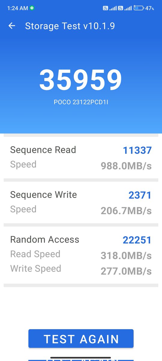 X_Up_date's tweet photo. #POCOX6 Antutu Score with and without performance mode respectively and Storage Test.
#POCOX6Series #POCOX6Pro #PocoX6
#TheUltimatePredator https://t.co/xeXoO46nCC